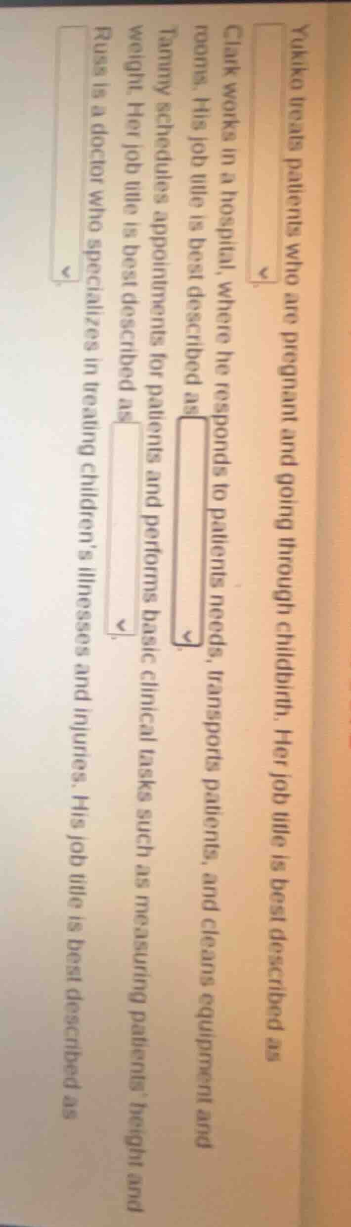 yukiko treats patients who are pregnant and going through childbirth. h…