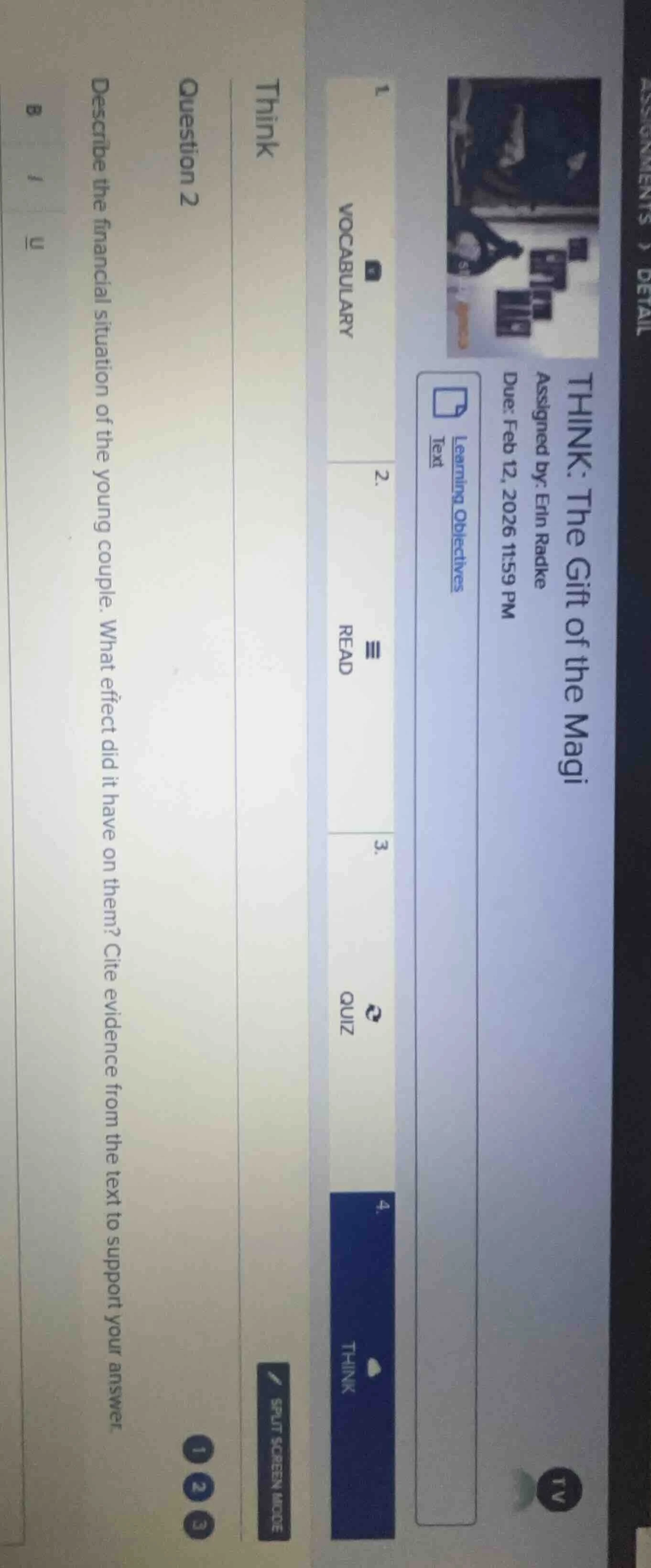 assignments > detail think: the gift of the magi assigned by: erin radk…