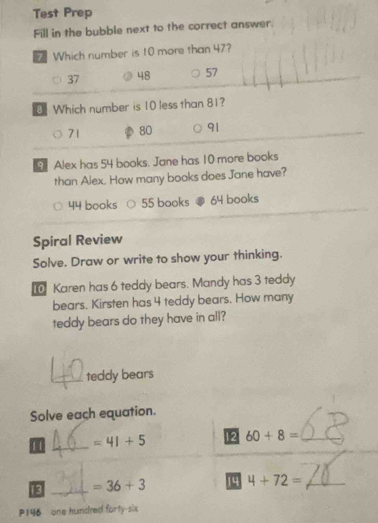 test prep fill in the bubble next to the correct answer 7 which number …