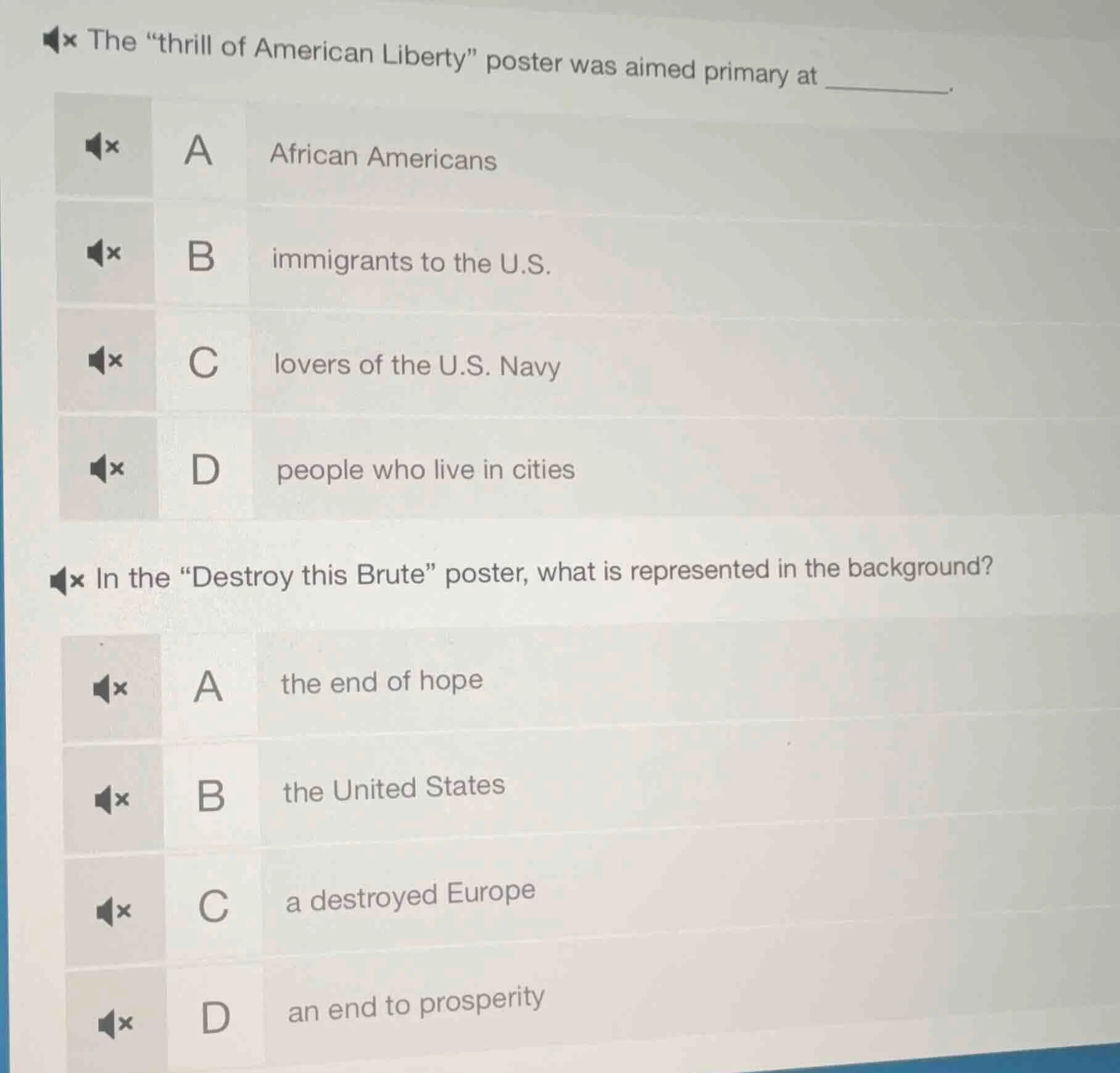 the \thrill of american liberty\ poster was aimed primary at _______. a…