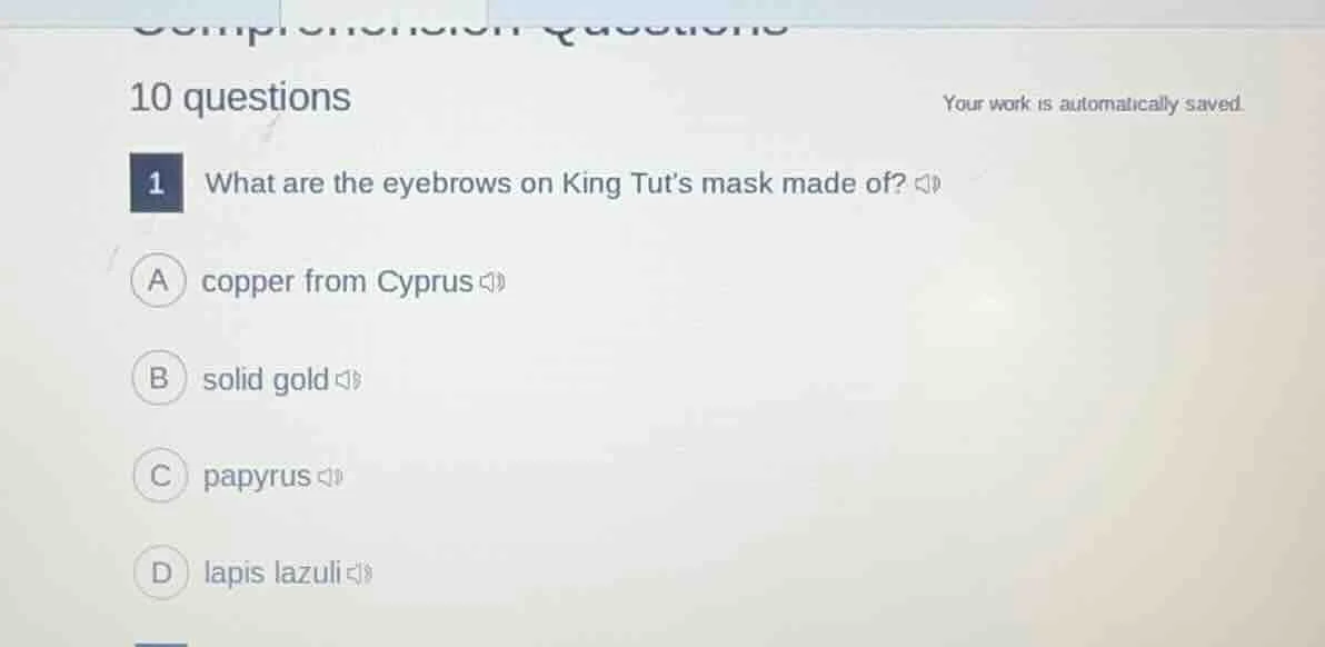 10 questions your work is automatically saved. 1 what are the eyebrows …