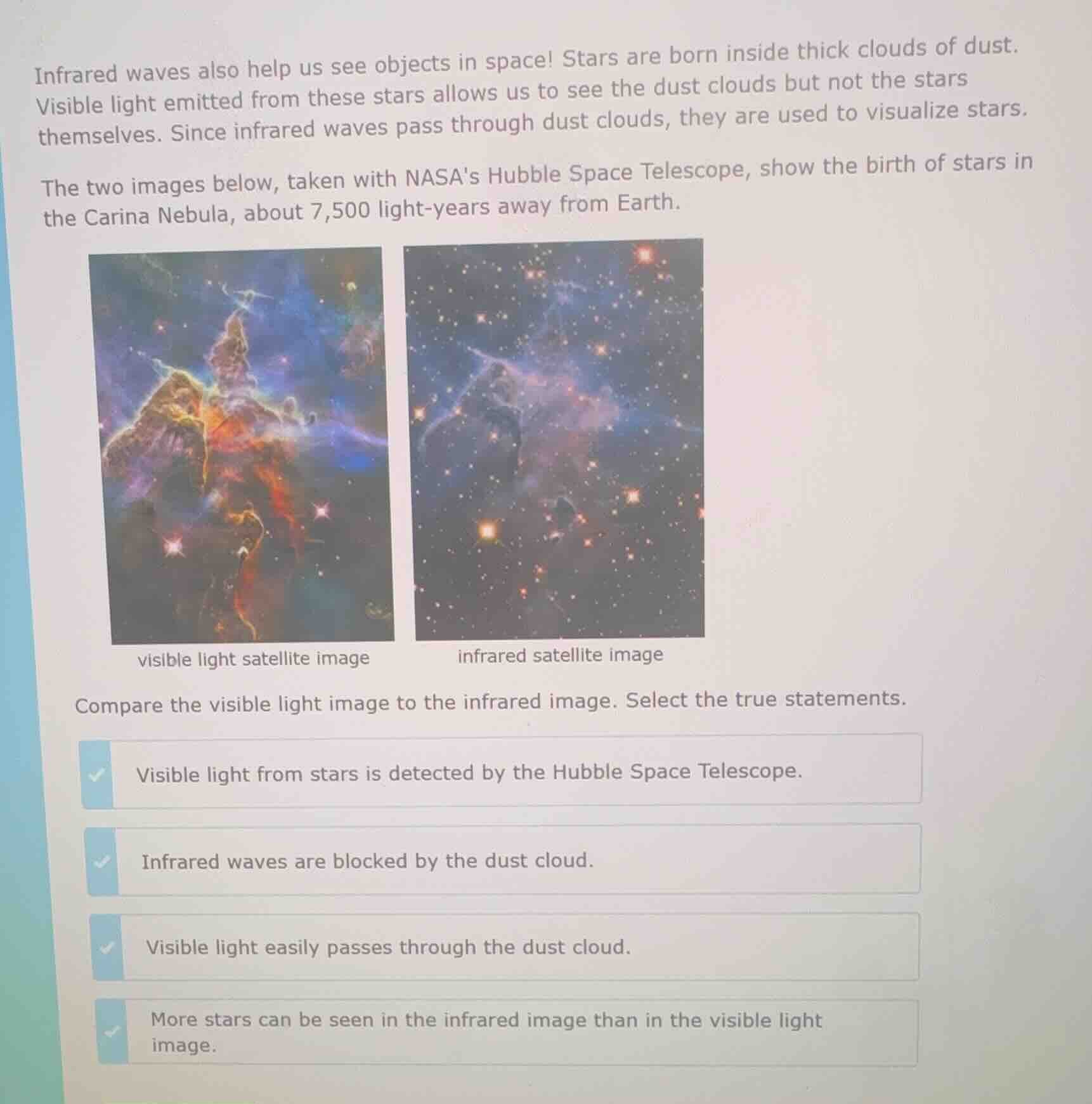 infrared waves also help us see objects in space! stars are born inside…