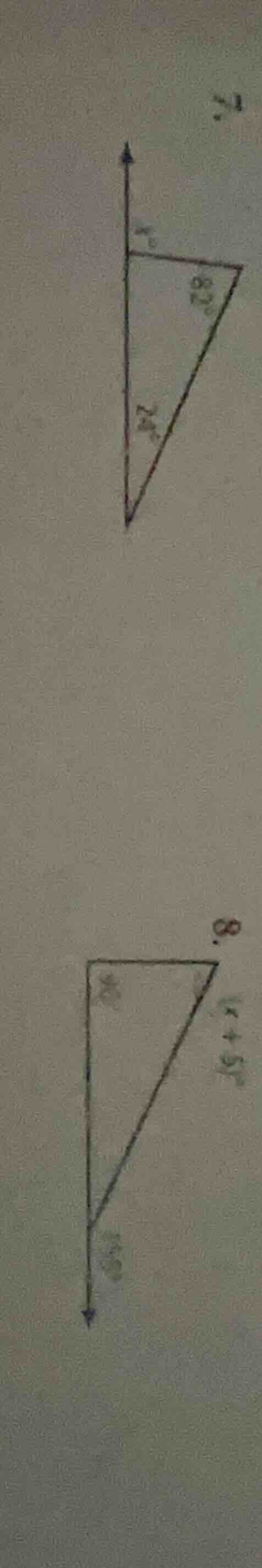 7. in the triangle, the angles are $x^\\circ$, $82^\\circ$, $24^\\circ$…