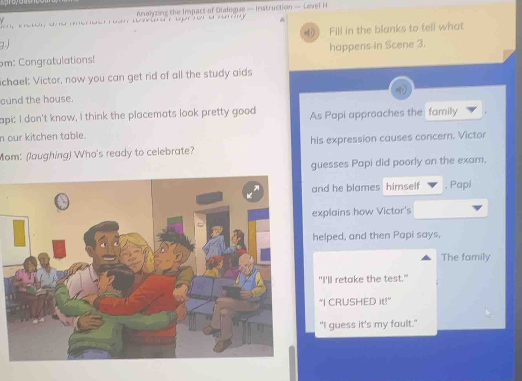 analyzing the impact of dialogue — instruction — level h om: congratula…