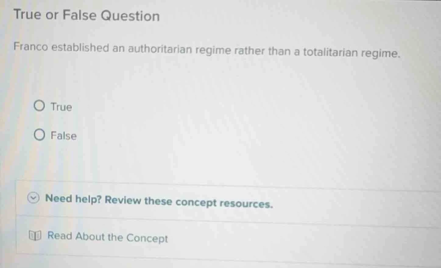 true or false question franco established an authoritarian regime rathe…