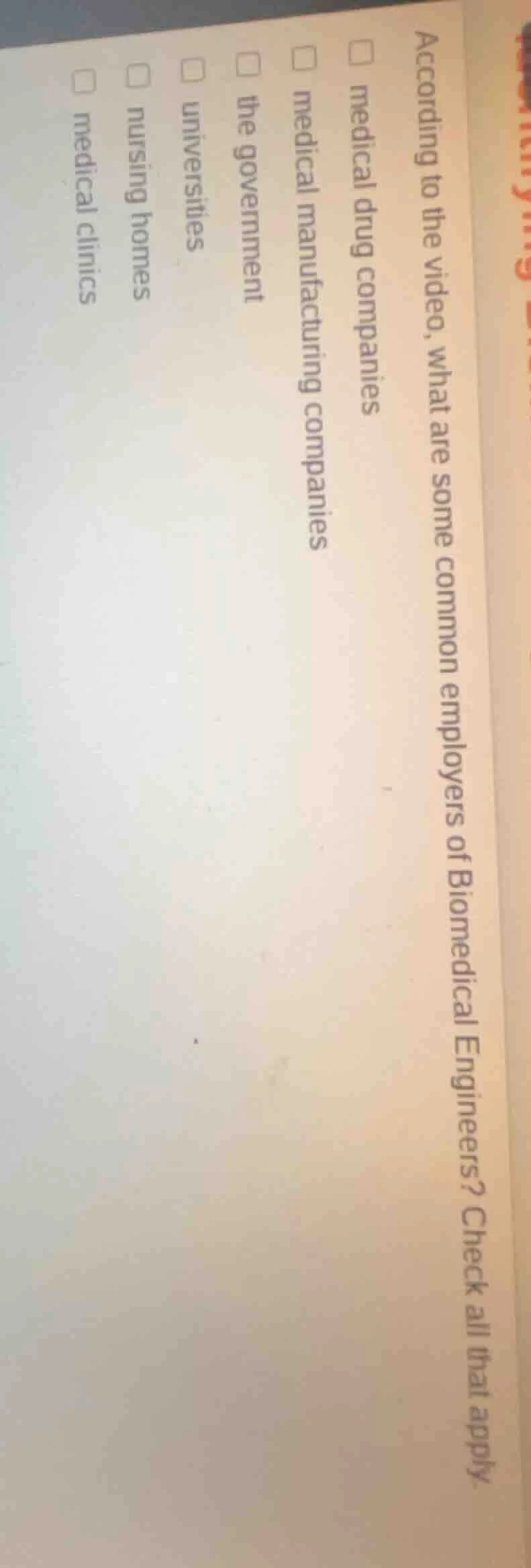 according to the video, what are some common employers of biomedical en…