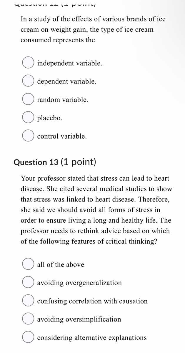 in a study of the effects of various brands of ice cream on weight gain…