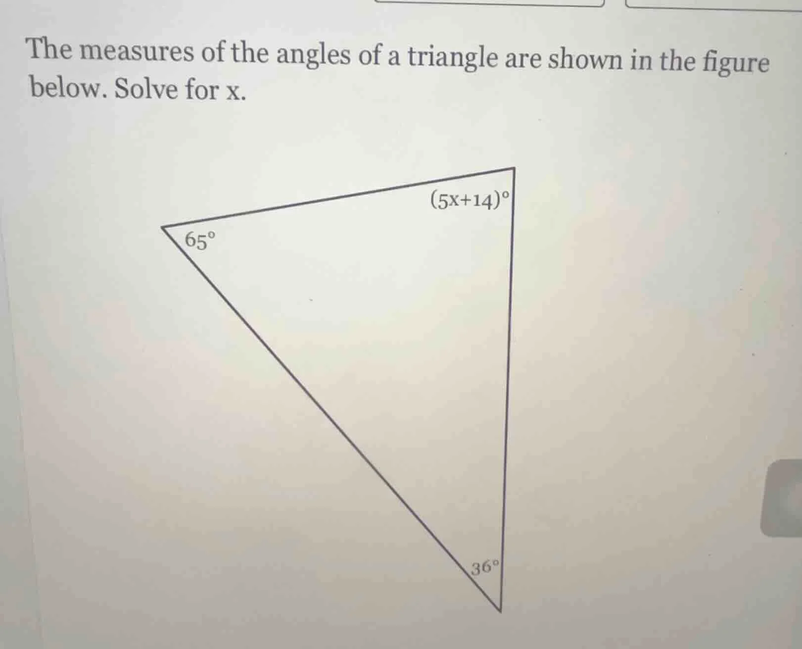 the measures of the angles of a triangle are shown in the figure below.…