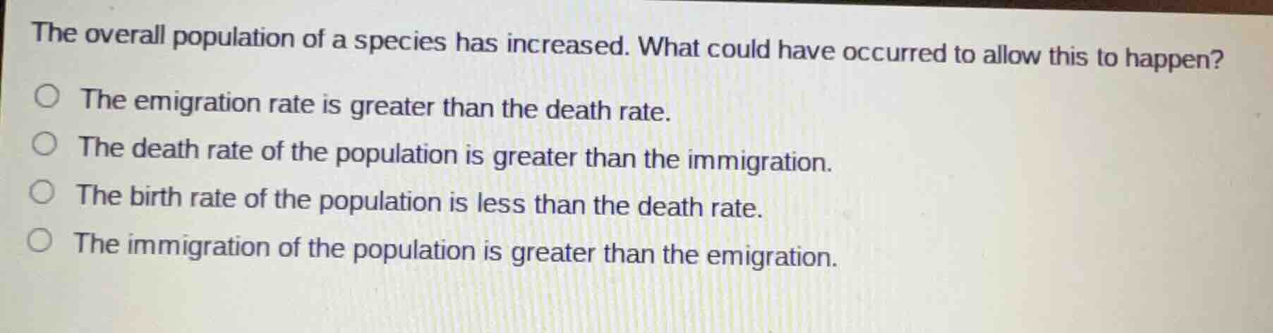 the overall population of a species has increased. what could have occu…