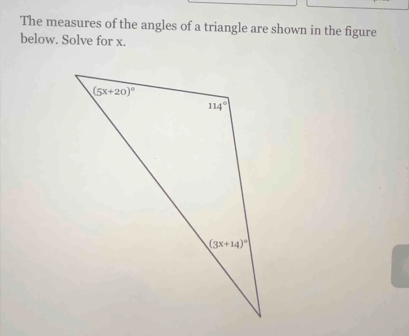 the measures of the angles of a triangle are shown in the figure below.…