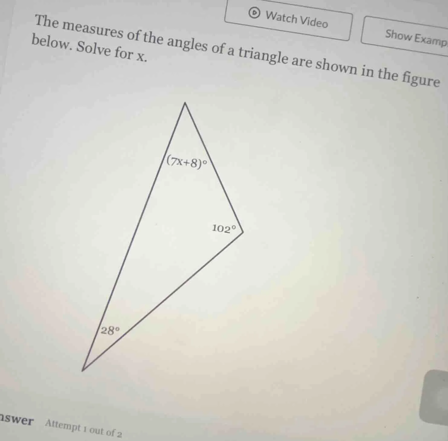 the measures of the angles of a triangle are shown in the figure below.…