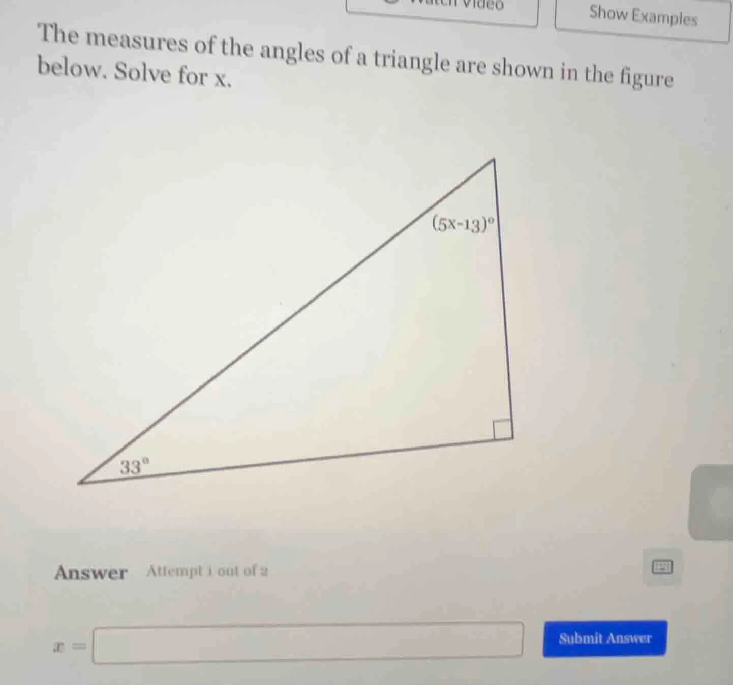the measures of the angles of a triangle are shown in the figure below.…