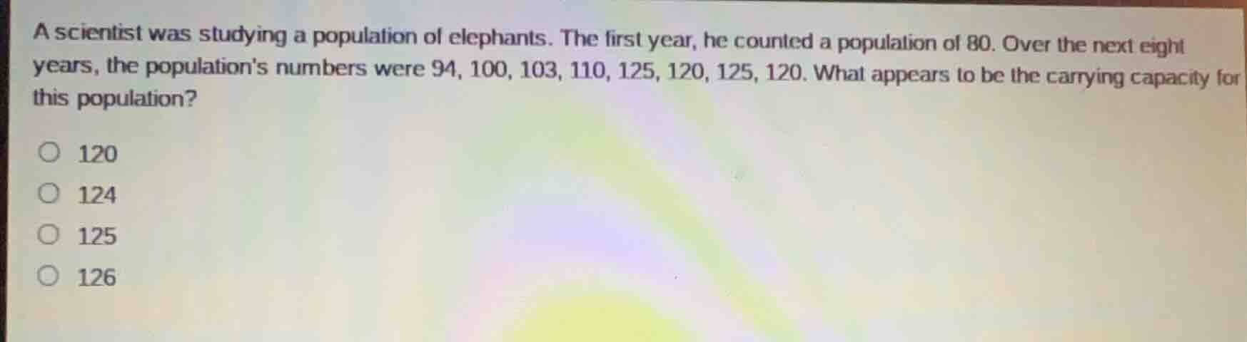 a scientist was studying a population of elephants. the first year, he …