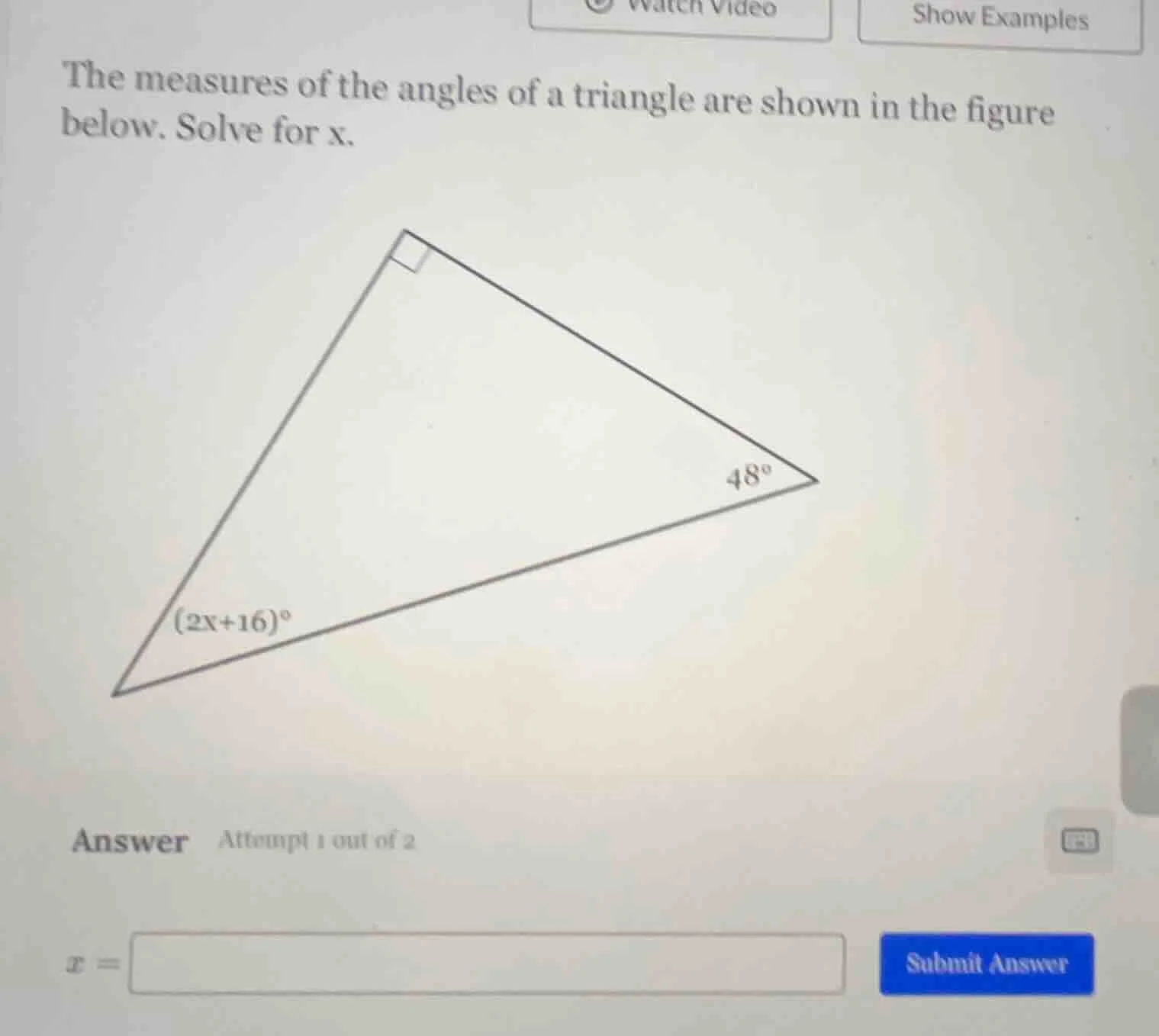 the measures of the angles of a triangle are shown in the figure below.…