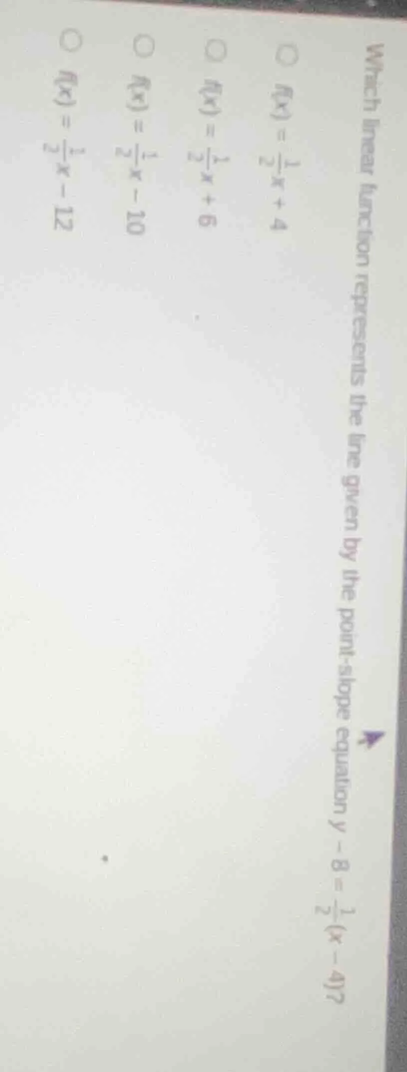 which linear function represents the line given by the point-slope equa…