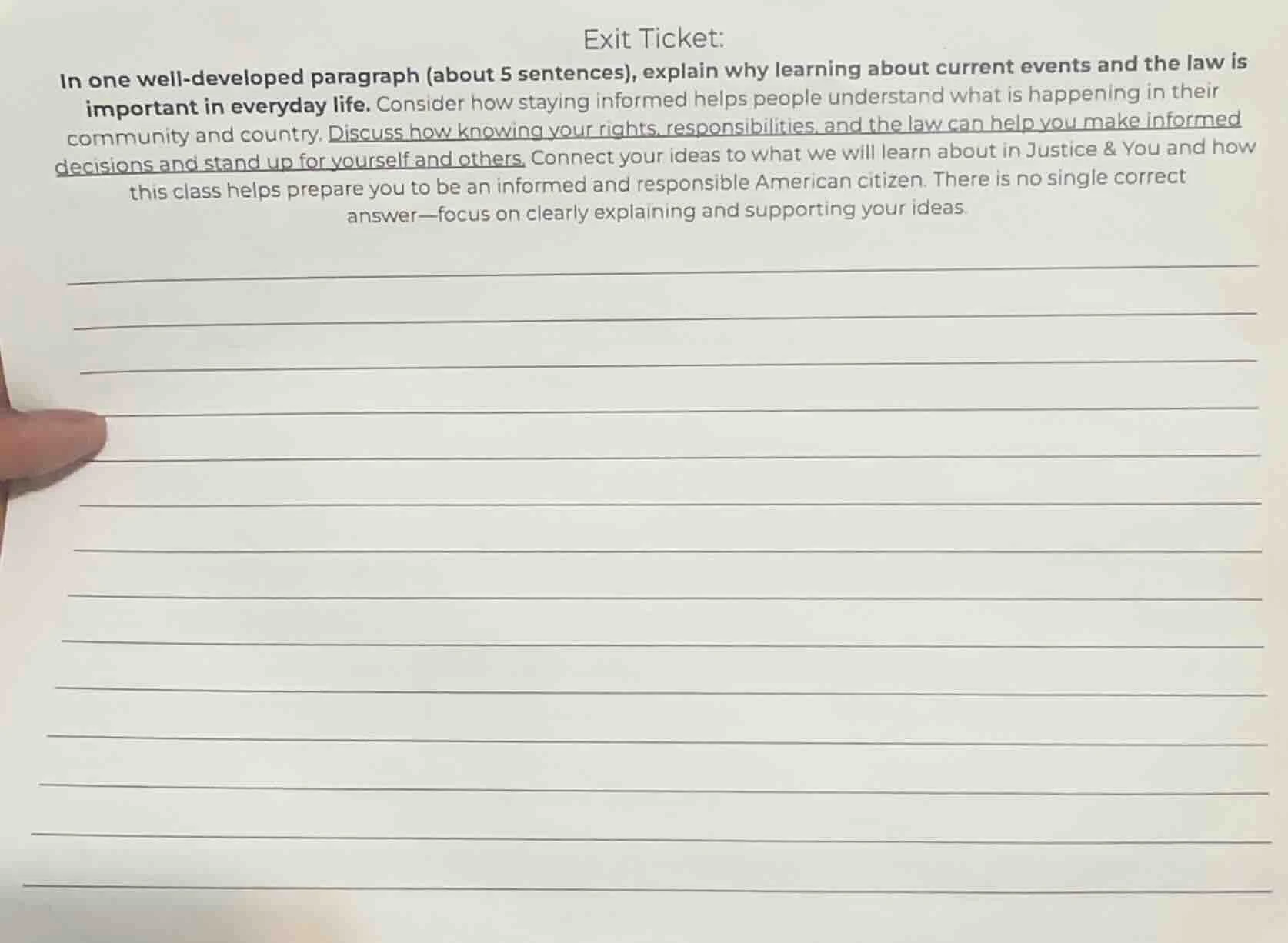 exit ticket: in one well-developed paragraph (about 5 sentences), expla…