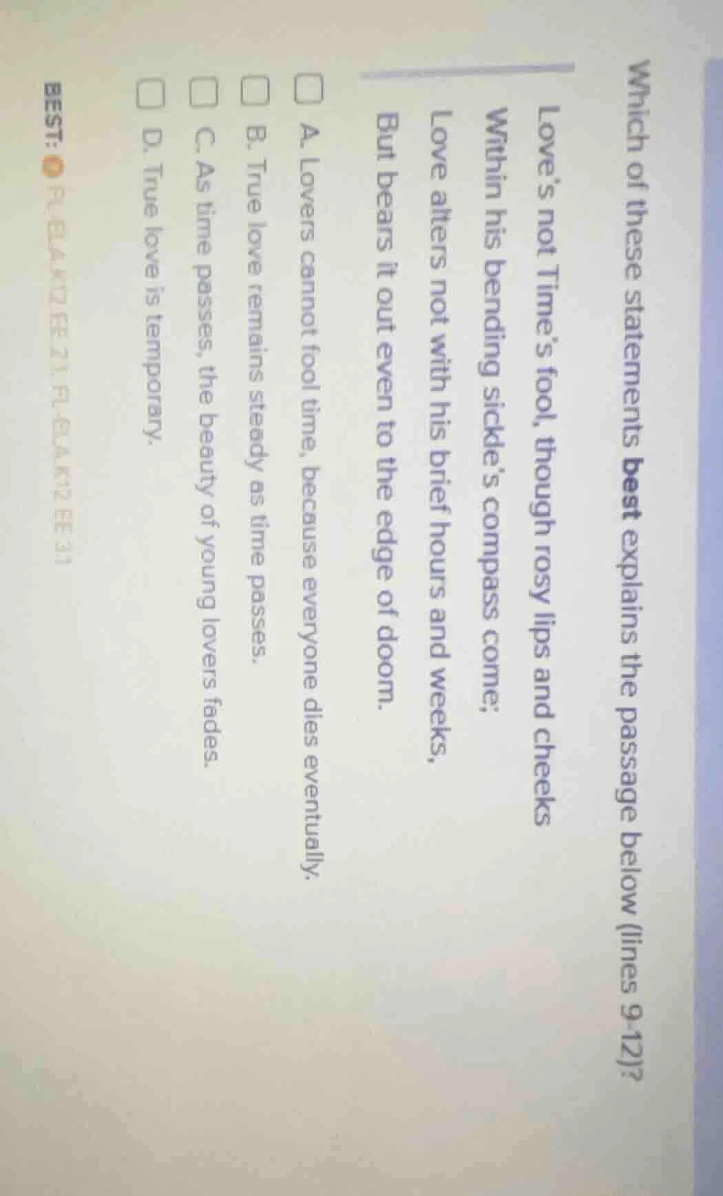 which of these statements best explains the passage below (lines 9-12)?…