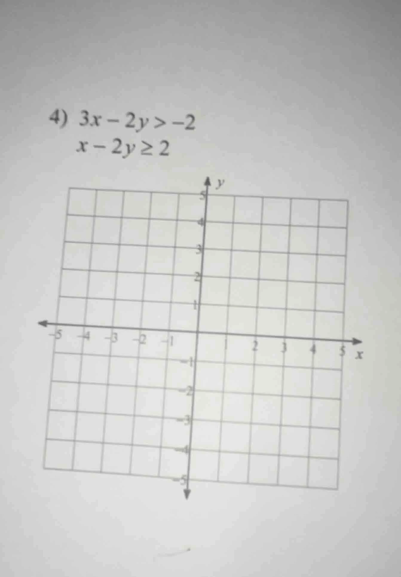 4) $3x - 2y > -2$ $x - 2y \\geq 2$