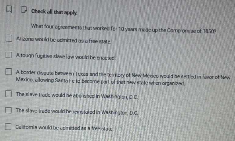 check all that apply. what four agreements that worked for 10 years mad…