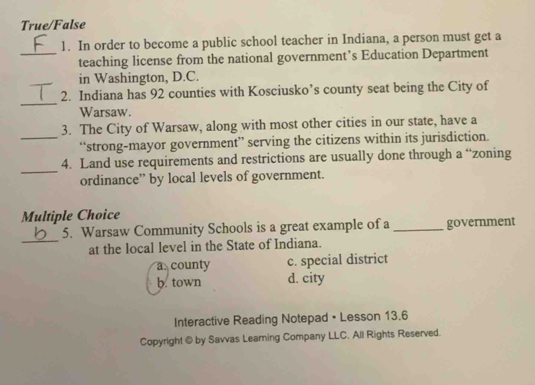 true/false 1. in order to become a public school teacher in indiana, a …