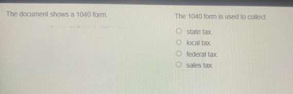 the document shows a 1040 form. the 1040 form is used to collect state …