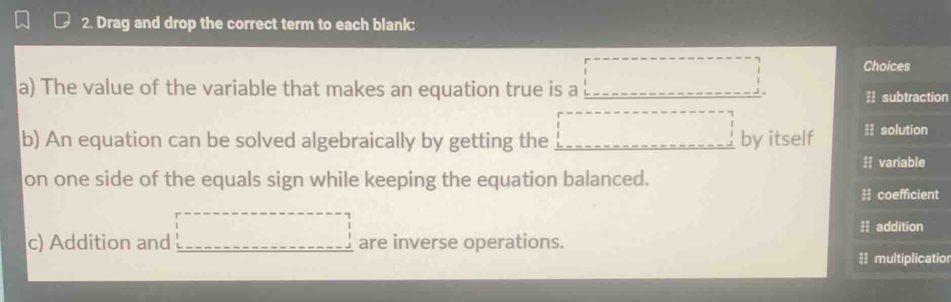 2. drag and drop the correct term to each blank: a) the value of the va…