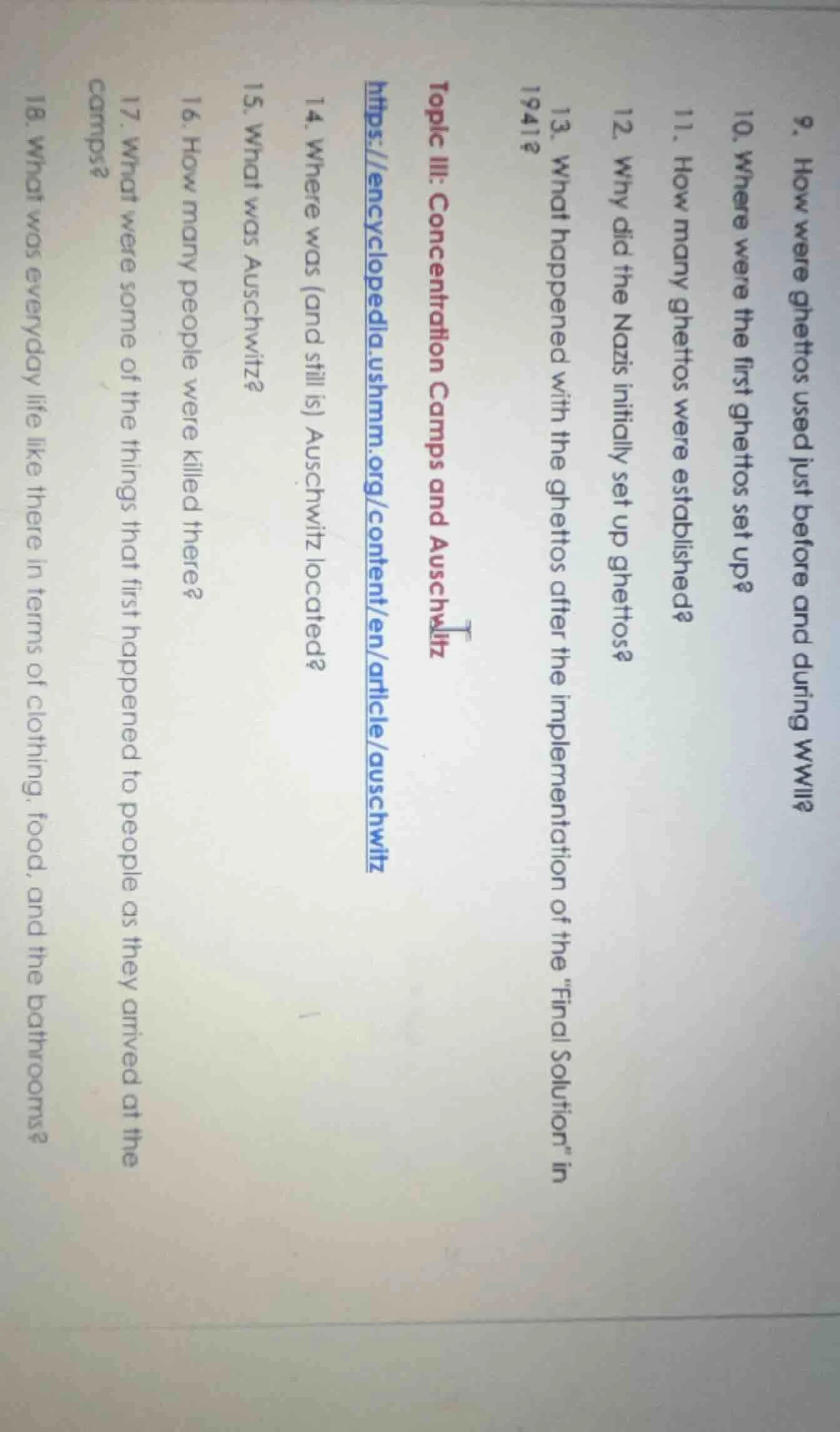 9. how were ghettos used just before and during wwii?10. where were the…