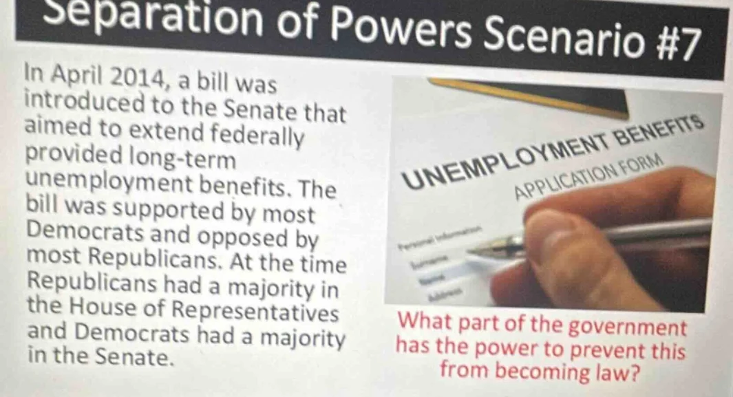 separation of powers scenario #7 in april 2014, a bill was introduced t…