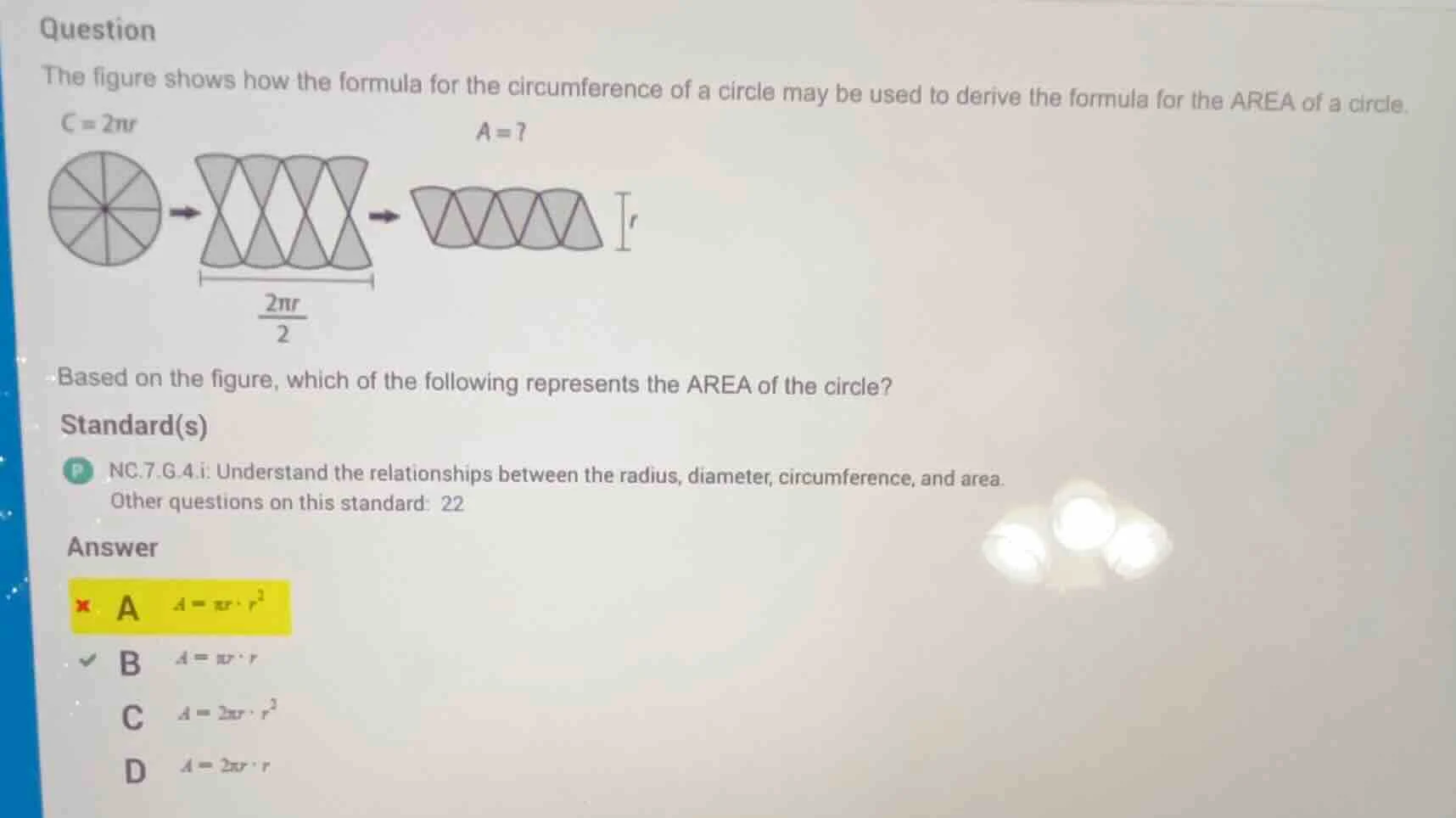 question the figure shows how the formula for the circumference of a ci…