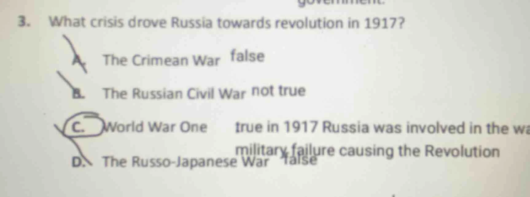 3. what crisis drove russia towards revolution in 1917? a. the crimean …