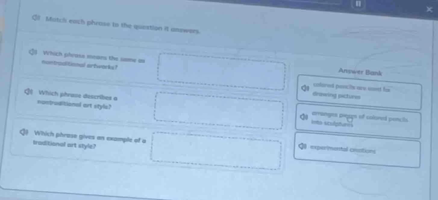 match each phrase to the question it answers. which phrase means the sa…