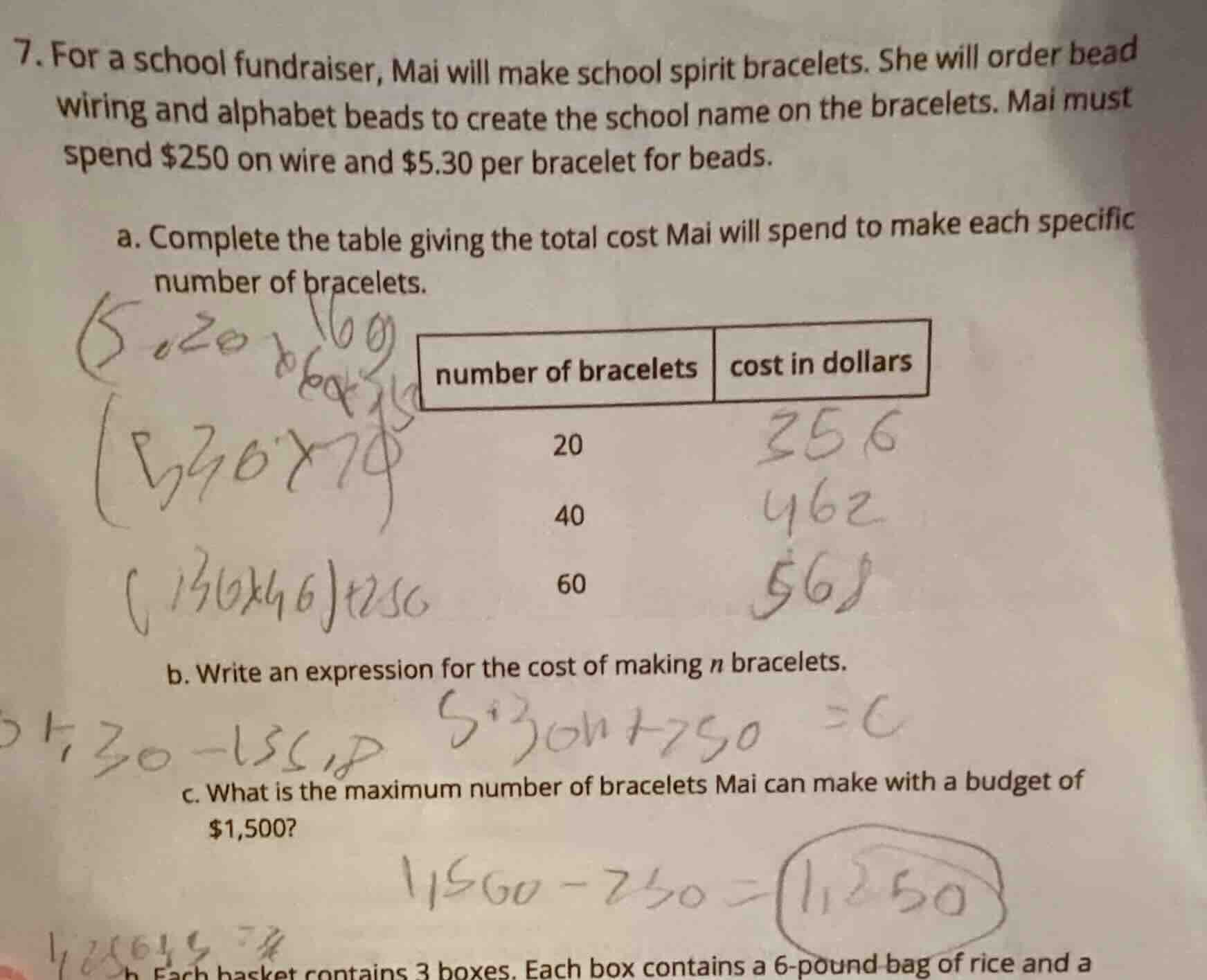 7. for a school fundraiser, mai will make school spirit bracelets. she …