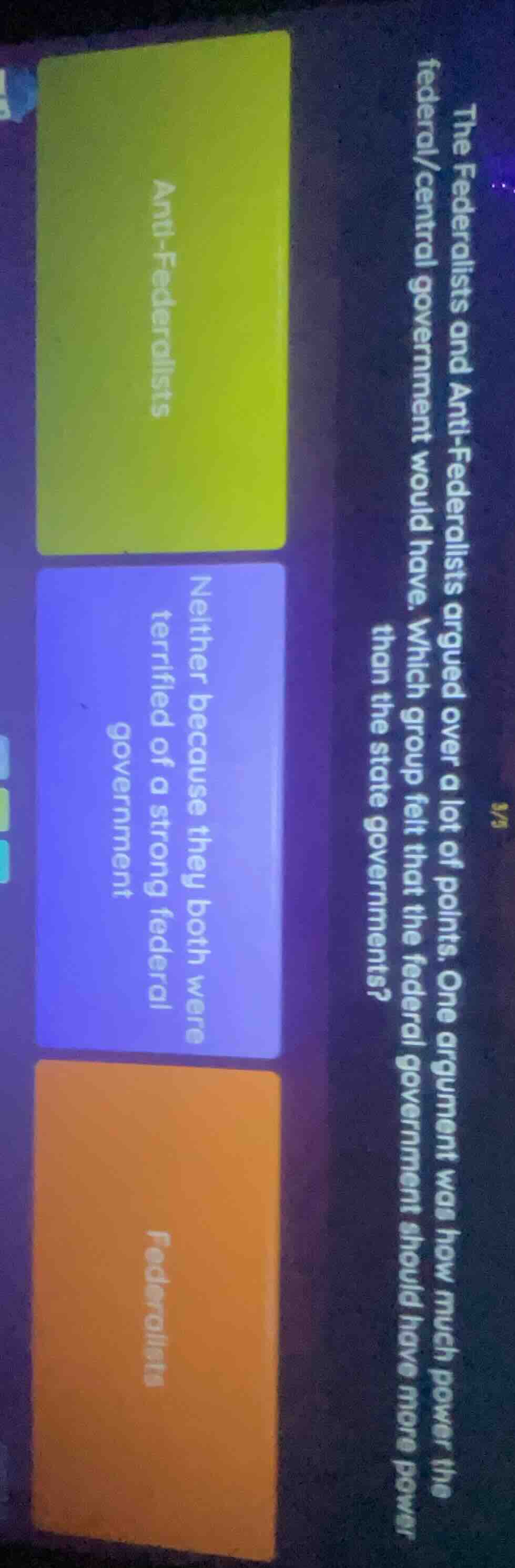 3/5 the federalists and anti-federalists argued over a lot of points. o…