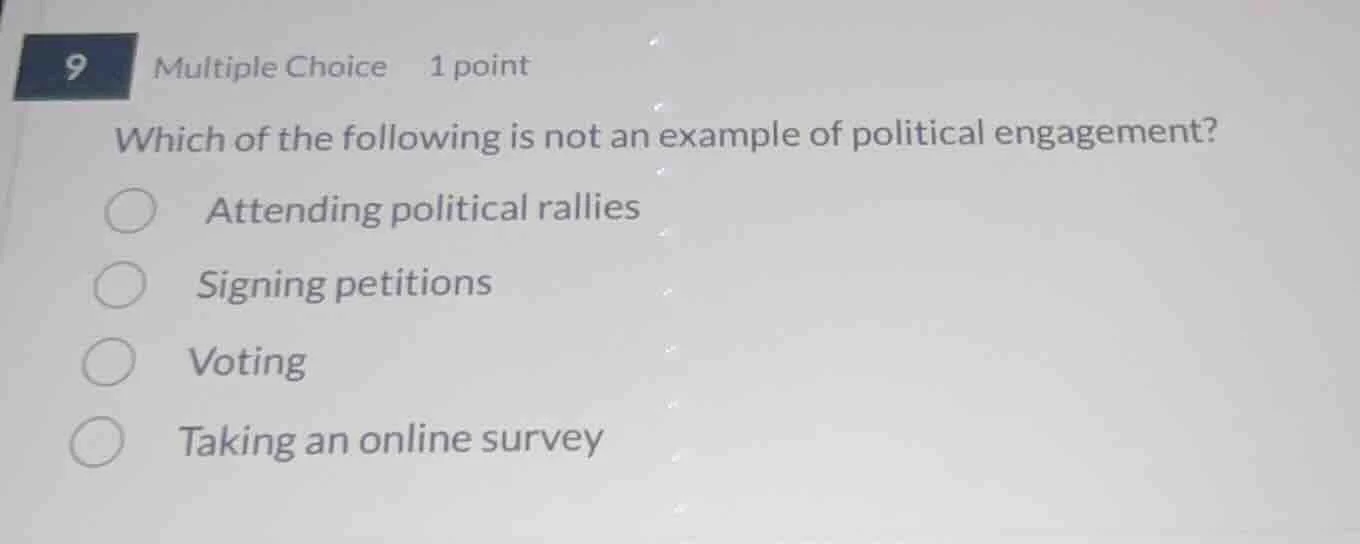 9 multiple choice 1 point which of the following is not an example of p…