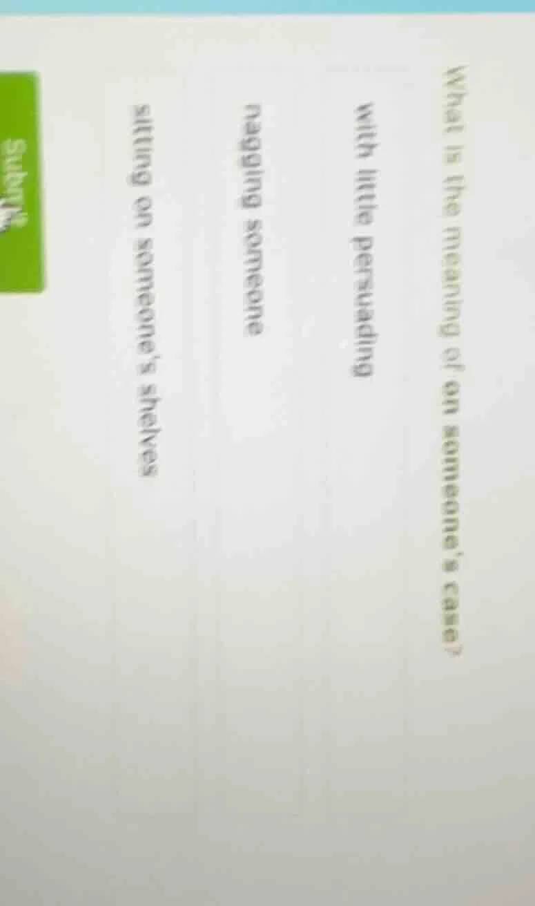 what is the meaning of on someones case?with little persuadingnagging s…