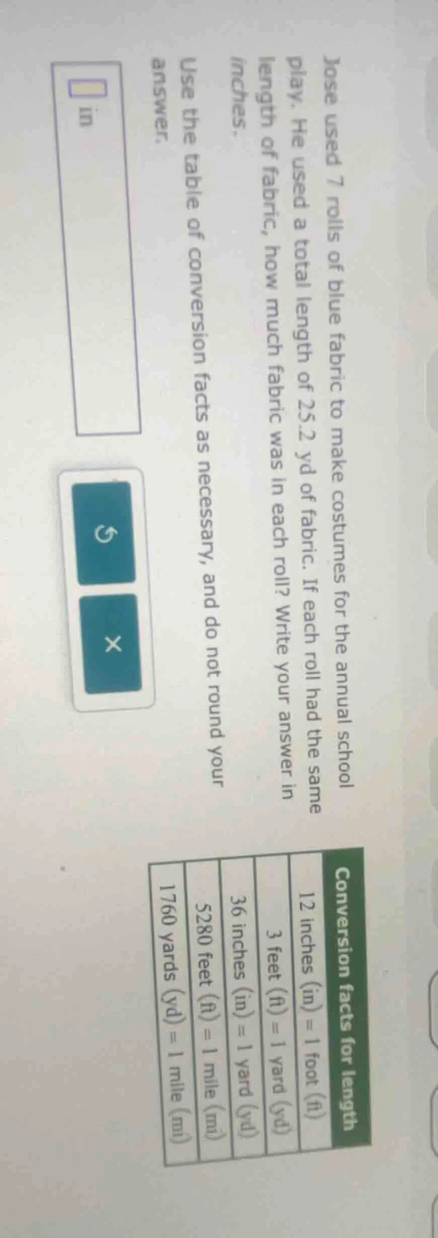 jose used 7 rolls of blue fabric to make costumes for the annual school…