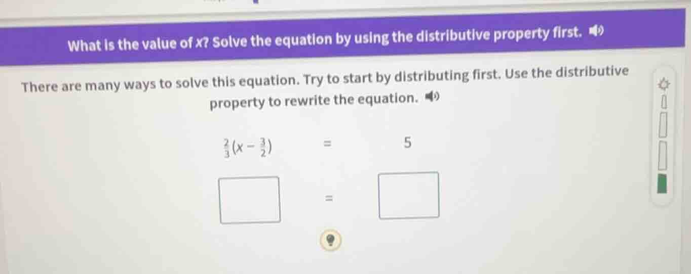 what is the value of x? solve the equation by using the distributive pr…