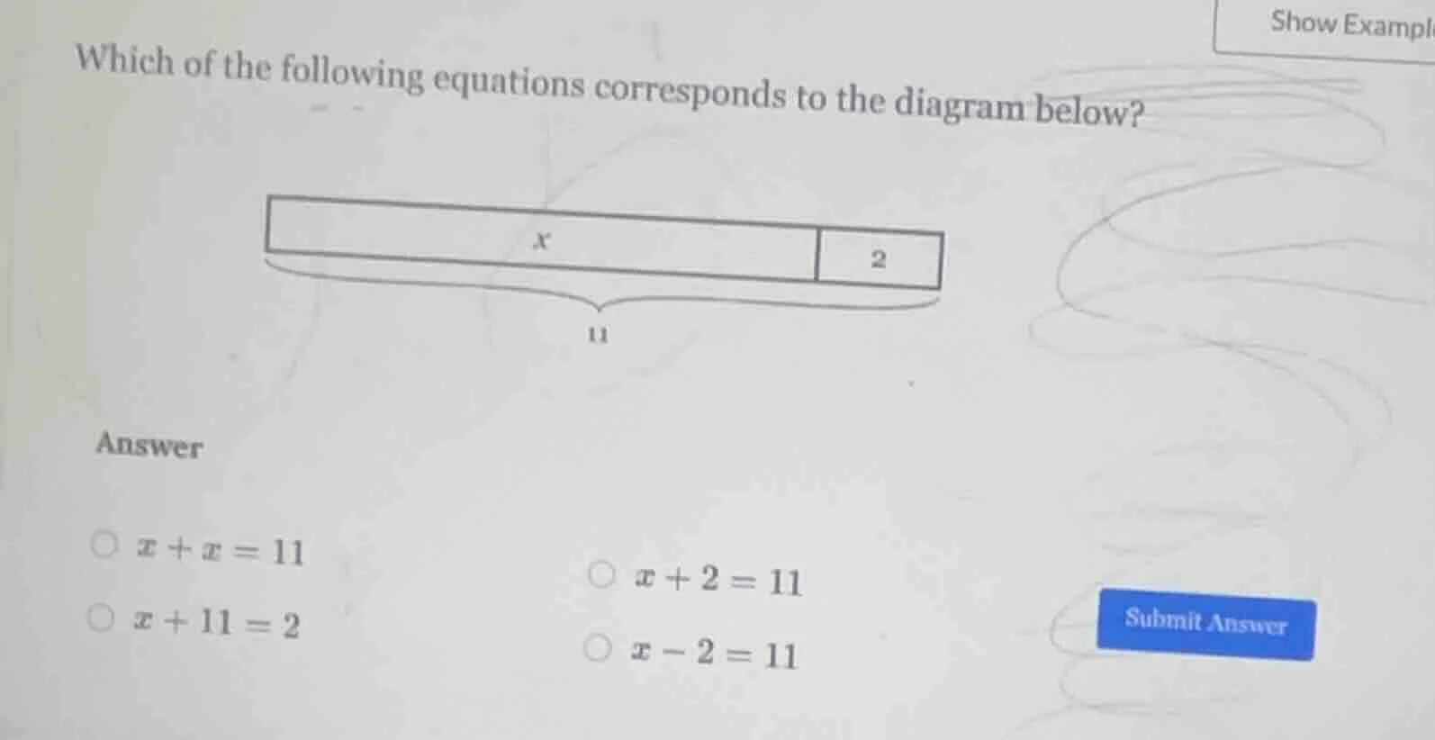 which of the following equations corresponds to the diagram below? answ…