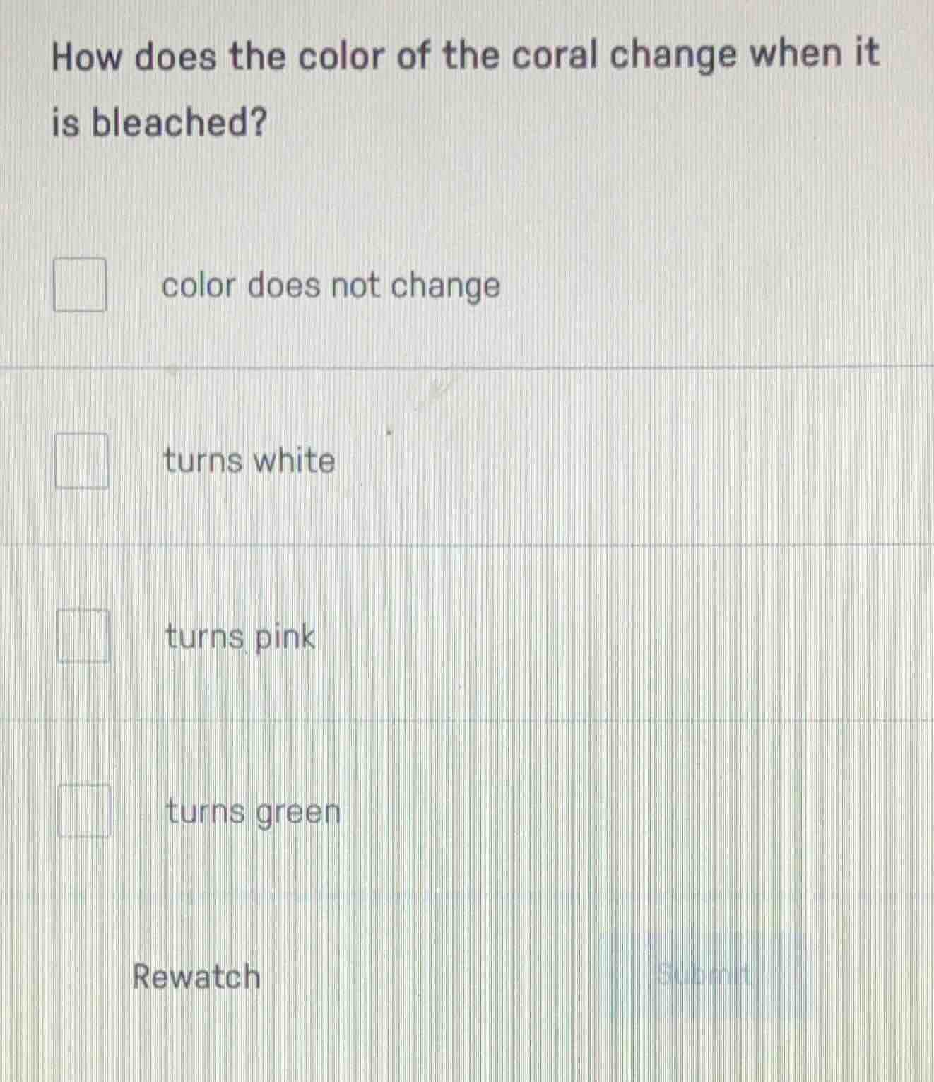 how does the color of the coral change when it is bleached? color does …