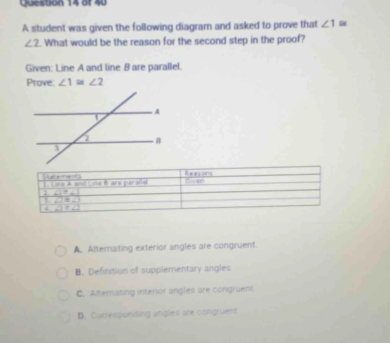 question 14 of 40 a student was given the following diagram and asked t…
