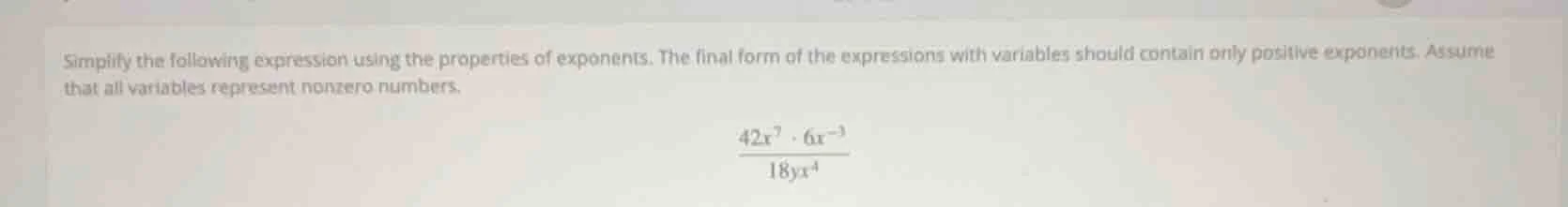 simplify the following expression using the properties of exponents. th…