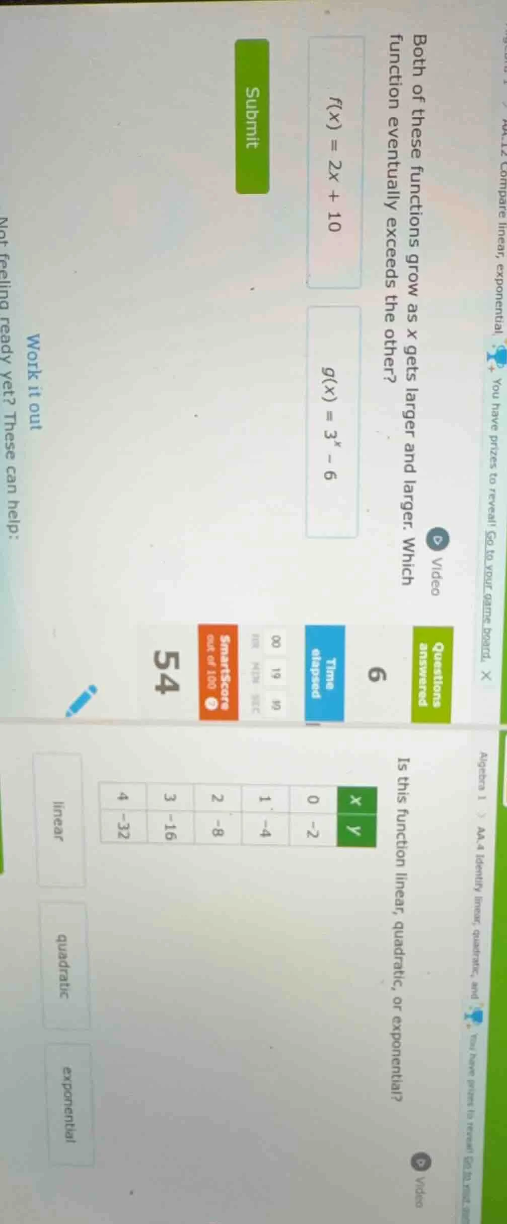 1. both of these functions grow as x gets larger and larger. which func…