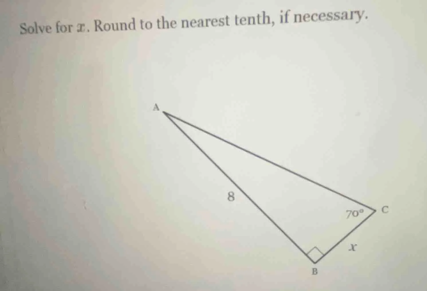 solve for $x$. round to the nearest tenth, if necessary.