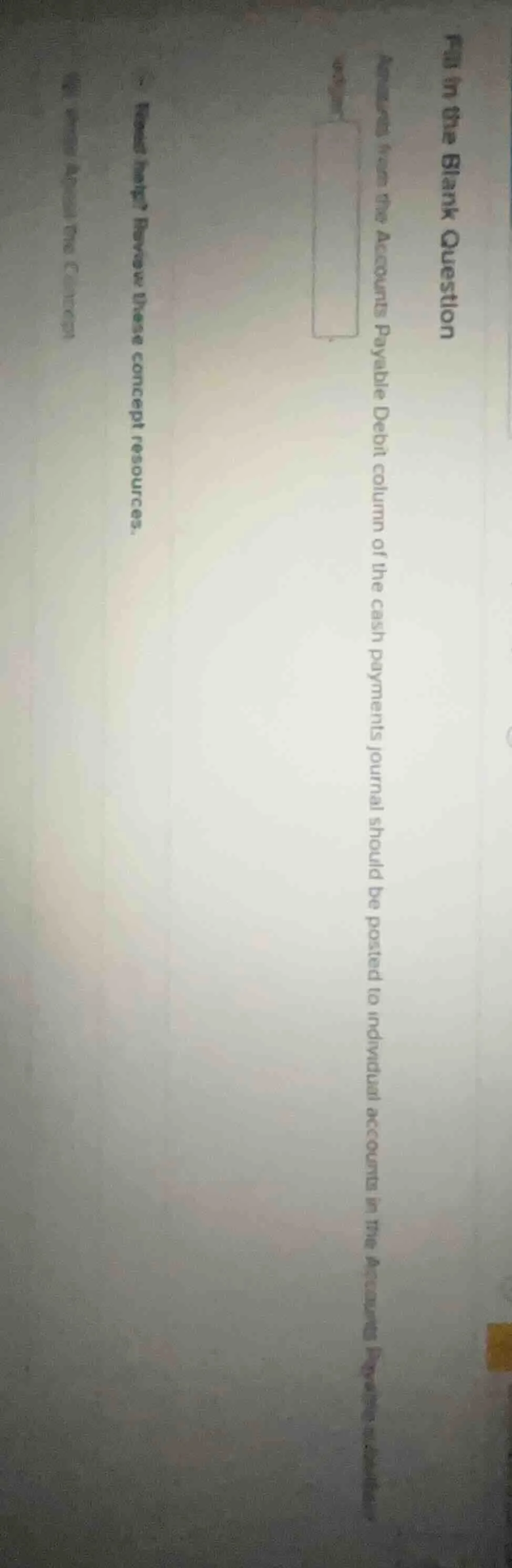 fill in the blank question amounts from the accounts payable debit colu…