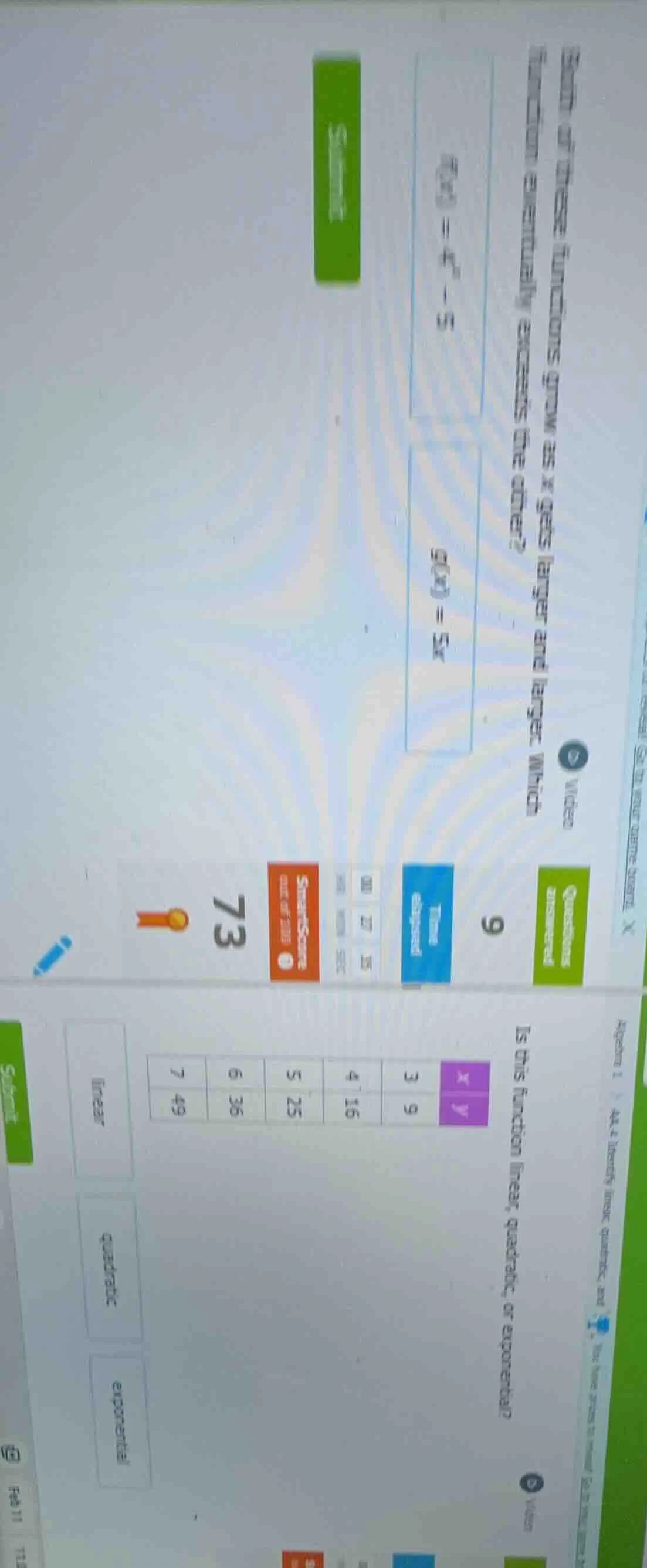 1. both of these functions grow as x gets larger and larger. which func…