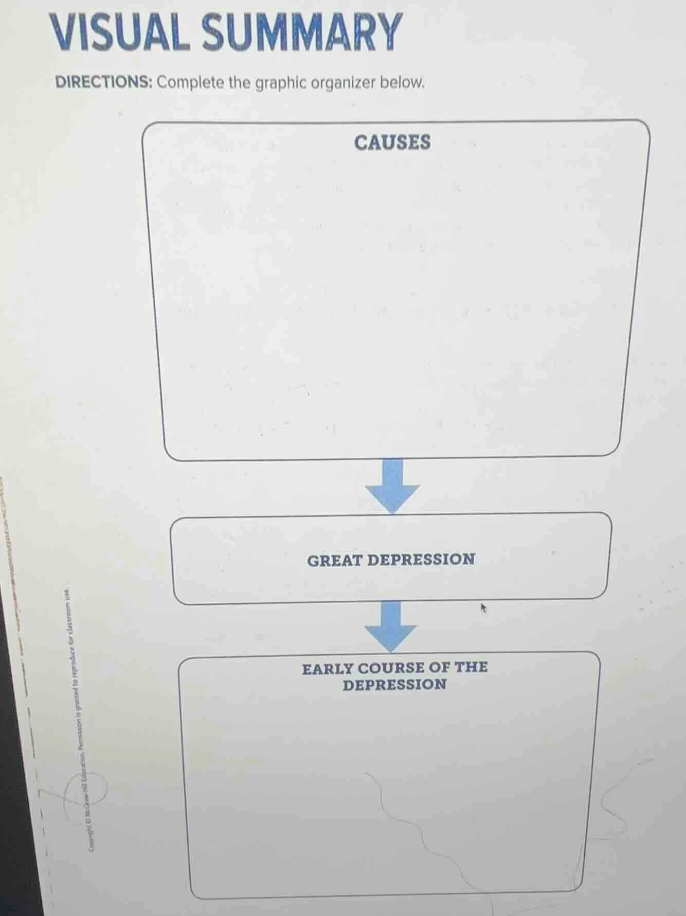 visual summary directions: complete the graphic organizer below. causes…