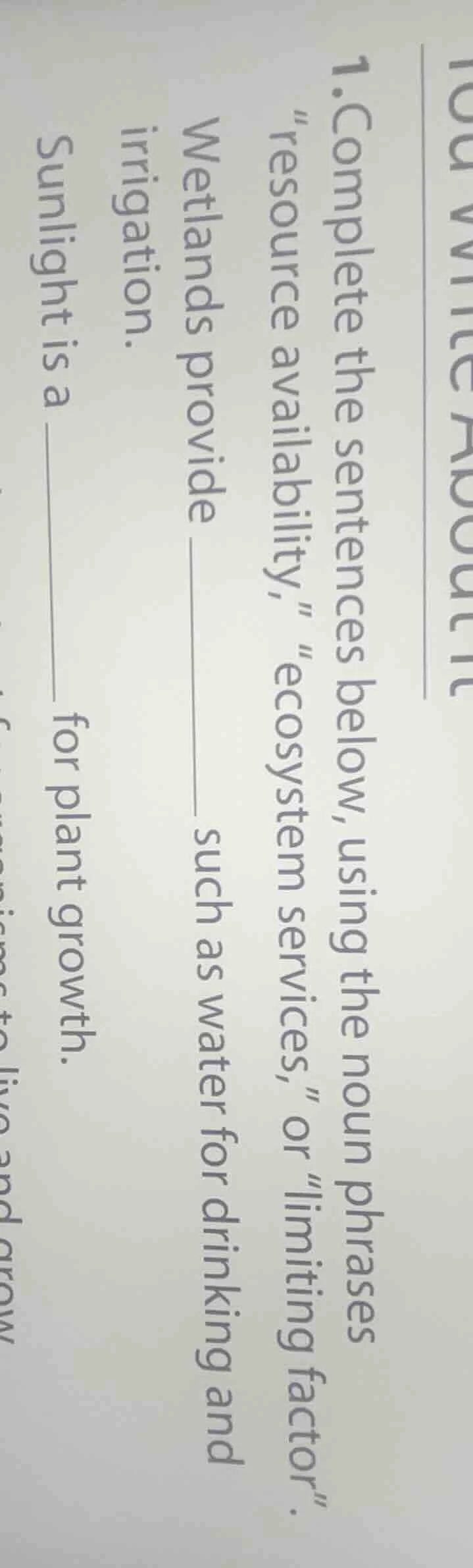 1.complete the sentences below, using the noun phrases esource availabi…