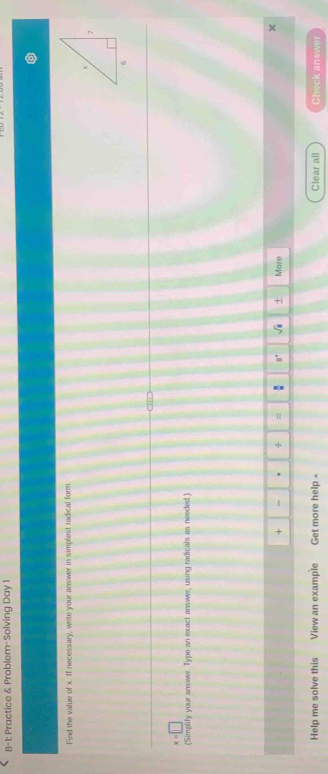 8-1: practice & problem-solving day 1 find the value of x. if necessary…