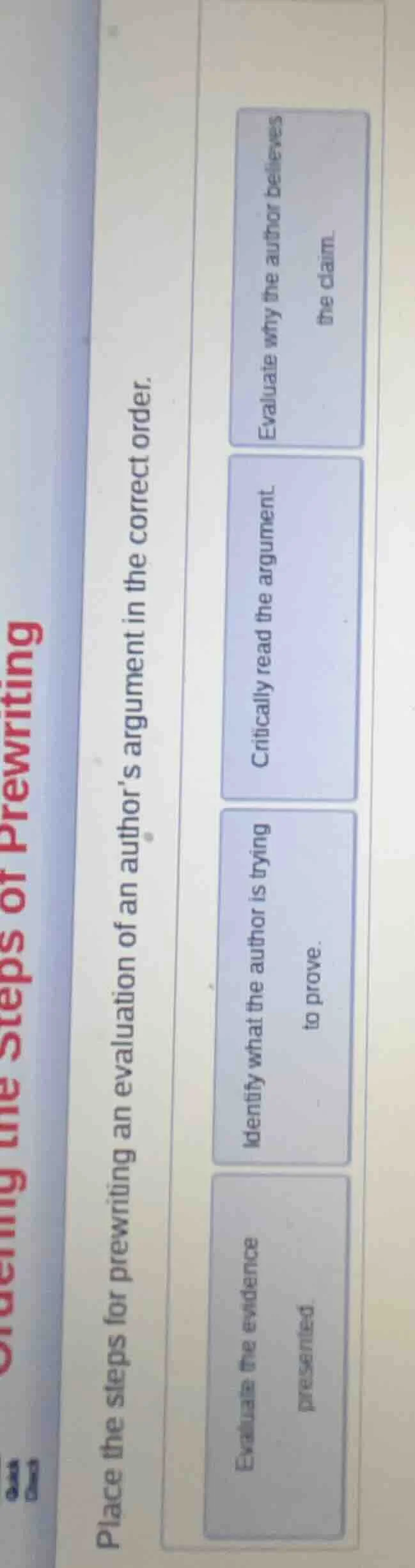 ordering the steps of prewriting quick check place the steps for prewri…