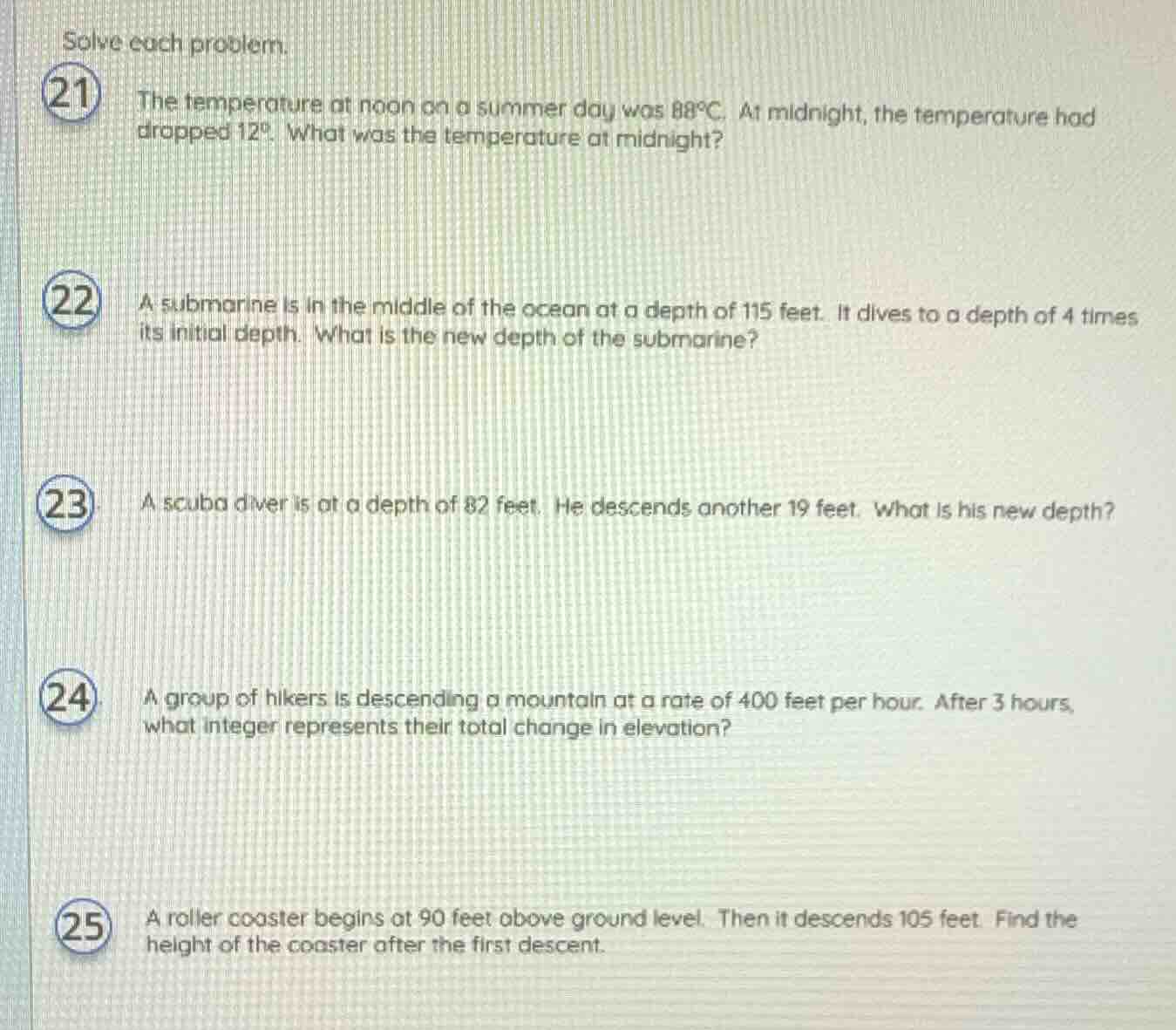 solve each problem. 21 the temperature at noon on a summer day was 88°c…